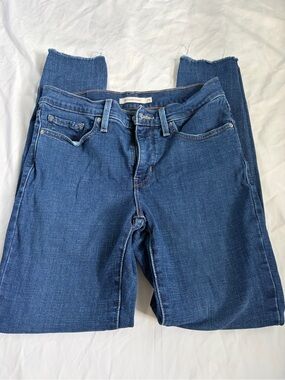 Levi's 311 Shaping Skinny Jeans Size 28 Medium Wash Raw Hem Stretch Mid Rise